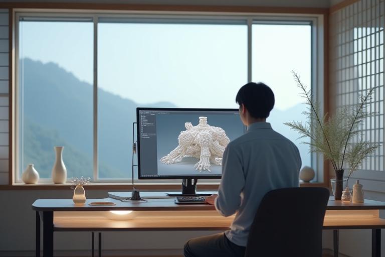 鏡のアトリエの制作風景